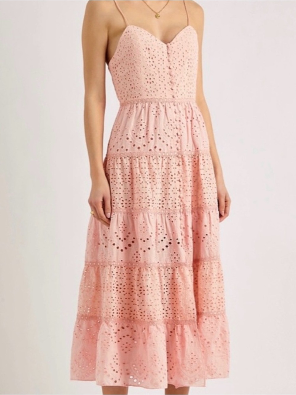 Alice + Olivia Blush Pink Eyelet Dress Size 4 - Picture 4 of 8